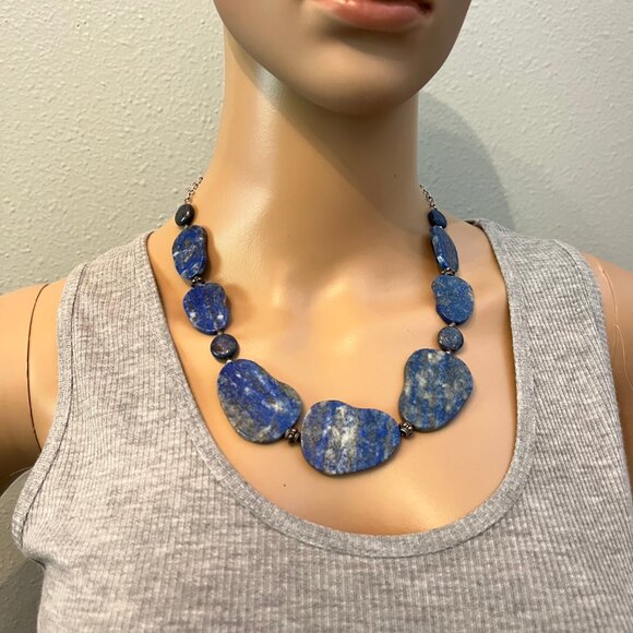 Barse Sterling Silver and Lapis Gemstone Statement Necklace - Picture 1 of 6